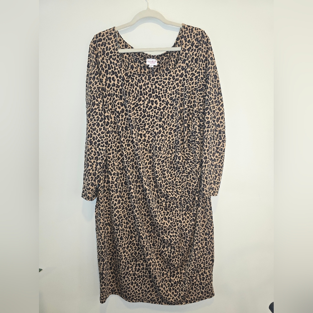 Isabel Maternity by Ingrid & Isabel Leopard Print Long Sleeve Dress Size Xxl Nwt